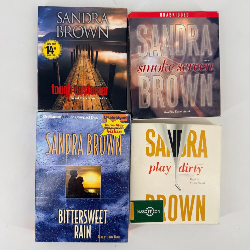 Sandra Brown Audiobook CD Lot 4 Tough Customer Smoke Screen Play Dirty Rain